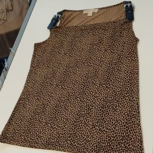 Cheetah print leather strap cami